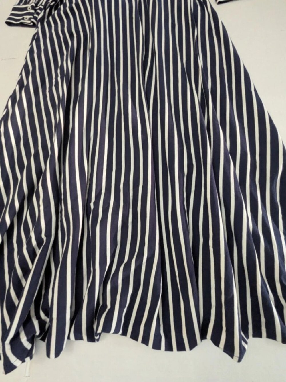 BODEN Marcia Stripe Midi Shirt Dress Navy White Button Up Long Sleeve 8R NWOT - Picture 11 of 14